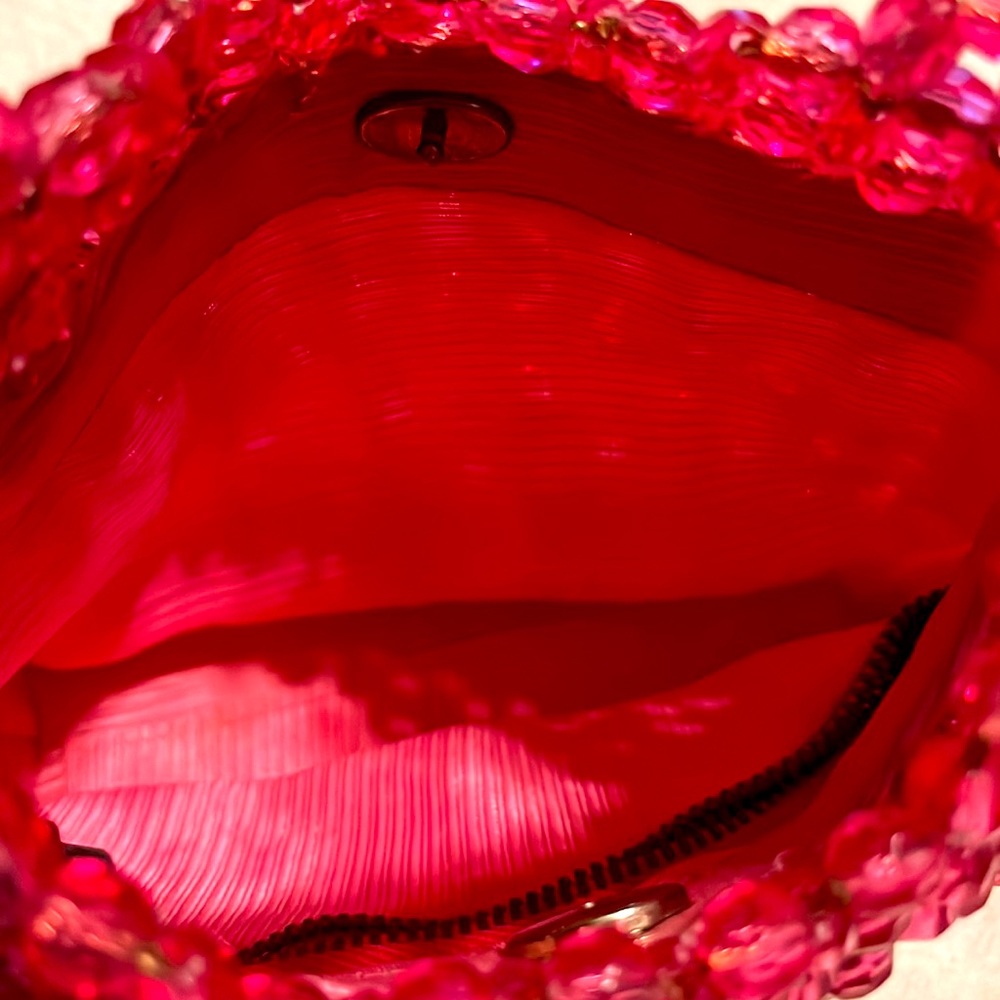 Vintage Pink With Gold Thread Beaded Purse - Picture 3 of 5